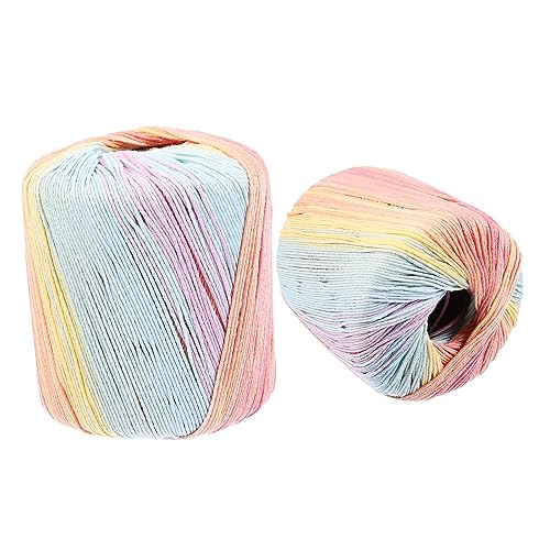 LOLIPPYY 2 Rollen Baumwollkordel Weiches Handarbeitsgarn für DIY Projekte Sanfte Regenbogenfarben zum Stricken Häkeln und Basteln Teiliges von LOLIPPYY