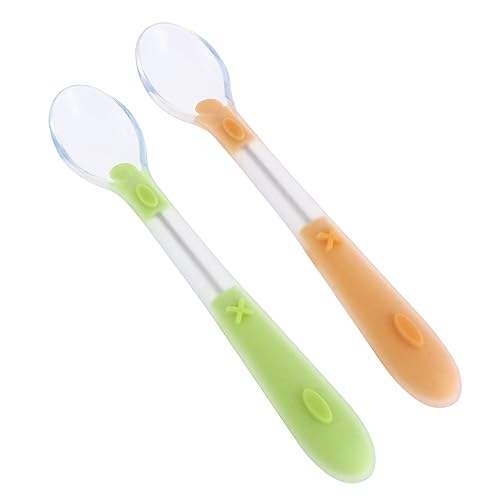LOLIPPYY 2 STÜCK Ergonomische Utensilien für Kleinkinder Spülmaschinenfest für Selbstständiges Essen und Füttern Gelb Grün von LOLIPPYY
