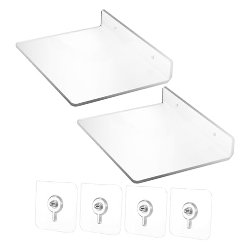 LOLIPPYY 2 Stück Acryl Wandregal Förmig ohne Bohren Schwebendes Badregal für Kleine Räume Multifunktionaler Organizer für Badezimmer Küche und Wohnzimmer von LOLIPPYY
