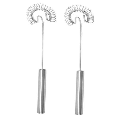 LOLIPPYY 2 Stück Edelstahl Handrührer mit Federmixkopf Ergonomischer Eierschneebesen Milchaufschäumer Leicht und Schnell für Küche Backen und Kaffee Zubereitung von LOLIPPYY