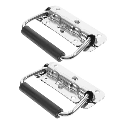 LOLIPPYY 2 Stück Federbelasteter Klappgriff aus Edelstahl Ergonomischer Griff mit Gummibeschichtung Robuster Ringgriff zum Aufsetzen Langlebig und Belastbar für Werkzeugkoffer und von LOLIPPYY