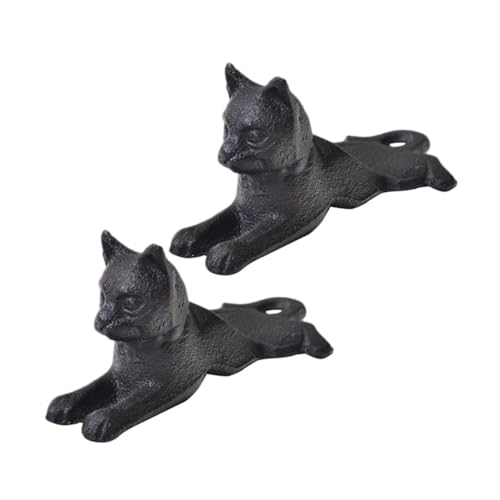 LOLIPPYY 2 Stück Gusseisen Türstopper Katze Retro Türkeil Anti kollisionsschutz Rutschfest Dekorativer Türhalter für Wohn Arbeitsräume Schwarzes Design von LOLIPPYY