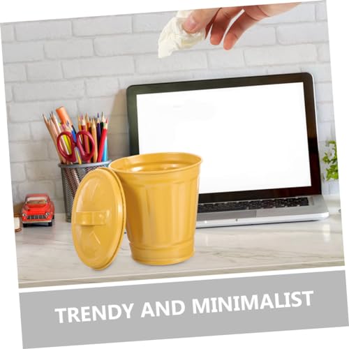 LOLIPPYY 2 Stück Kleine Desktop mülleimer mit Deckel Metall Abfallbehälter für Schreibtisch Multifunktionale Aufbewahrungsbehälter für Büro Wohnzimmer und Schlafzimmer Kreative von LOLIPPYY