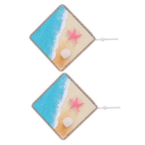 LOLIPPYY 2 Stück Mediterrane Wandhaken mit Meeresmotiv Handbemalt Stabiler Quadratischer Haken für Mantel Handtuch und Schlüssel Einfach zu Montieren Vielseitig für Bad Küche und Wohnzimmer von LOLIPPYY