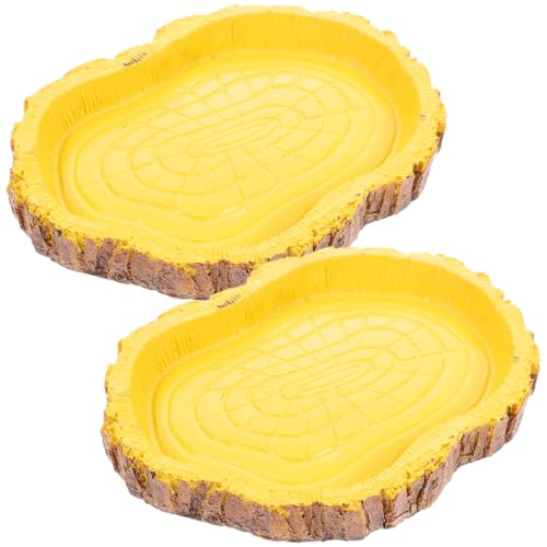 LOLIPPYY 2 Stück Reptilien Futter Wassernapf aus Bruchsicherem Harz Baumähnliches Design Leicht zu Reinigen Ausbruchsschutz für Schildkröten Eidechsen und Andere Reptilien im Terrarium von LOLIPPYY