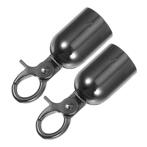 LOLIPPYY 2 Stück Seilendkappen Durchmesser Robustes Zinklegierungs Metall mit Schnapphaken Langlebiger Seilstopper für Absperrpfosten Sicheres Befestigen Stilvolle Schwarze Optik Einfache von LOLIPPYY