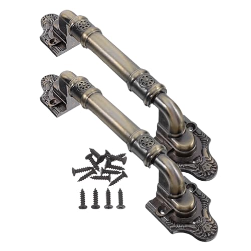 LOLIPPYY 2 Stück Teiliges Europäischer Türgriff aus Robustem Eisenlegierungs metall Vintage schiebetür griff mit Kunstvollem Blumenmuster Geeignet für Scheunentüren Kleiderschränke und von LOLIPPYY