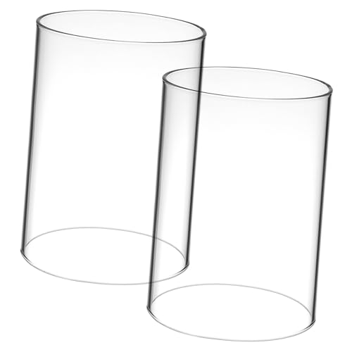 LOLIPPYY 2 Stück Transparenter Glaszylinder Kerzenhalter Offene Zylindrische Windlichter Dekorative Kerzenhülle für Stumpenkerzen Romantische und Partydekoration von LOLIPPYY