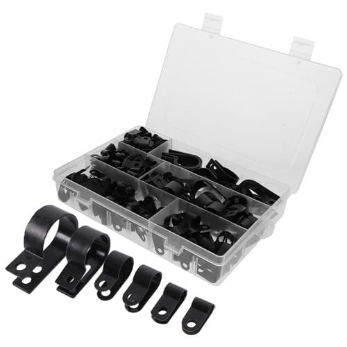 LOLIPPYY 200 Stück Nylon Kabelschellen Schwarz P Form Kleine Kabelklemmen Drahtclips mit Aufbewahrungsbox für Zuhause Büro Industrie Anwendungen von LOLIPPYY