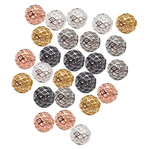 LOLIPPYY 25 Stück DIY Schmuckperlen Metallperlen Gold Silber Schwarz Roségold und Weiß für Armbänder und Ohrringe Bastelperlen für Kreative Schmuckherstellung und von LOLIPPYY