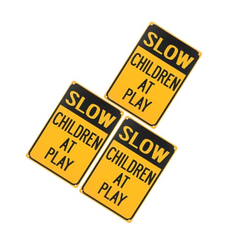 LOLIPPYY 3 STÜCKE Teiliges Metall warnschild Langsam Fahren für Spiel Wetterfest Rostfrei Klarer Sichtbarkeit für Straßen und Nachbarschaften Erhöht Fahrersicherheit und Kinderschutz von LOLIPPYY