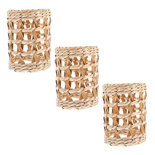 LOLIPPYY 3 Stück Handgewebte Becherhüllen aus Natürlichem Stroh Hitzebeständig Dekorative Glasflaschen und Trinkbecher Schutzhülle Rustikales Design für und Wohnkultur von LOLIPPYY