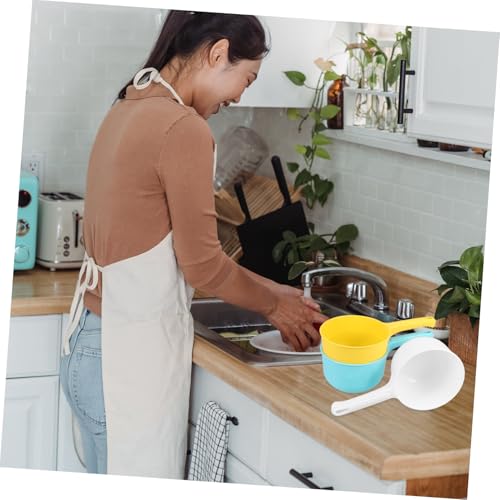 LOLIPPYY 3 Stück Teiliges Wasserfeste Dicke Wasserkellen für Haushalt und Bad Robuste Wasserschöpfer in Weiß Gelb und Blau Vielseitig Verwendbar für Küche und Badezimmer von LOLIPPYY