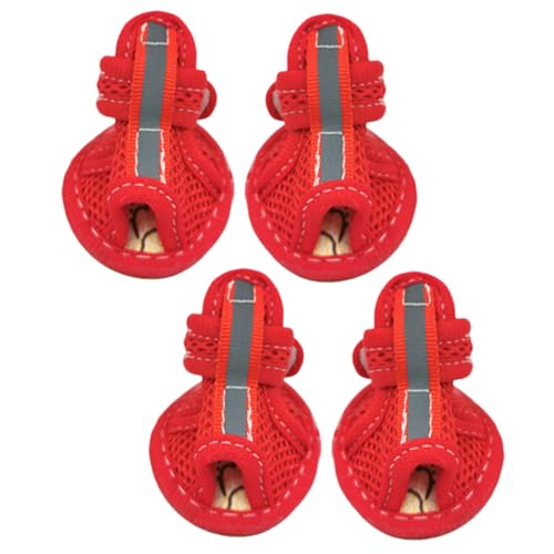 LOLIPPYY 4 Stück Atmungsaktive rutschfeste Hundeschuhe aus Mesh Verstellbar Leichter Pfotenschutz für Kleine Hunde Bequeme Sommersandalen für Drinnen und Draußen Modische Haustierschuhe LOLIPPYY 4 Stück Atmungsaktive rutschfeste Hundeschuhe aus Mesh Verstellbar Leichter Pfotenschutz für Kleine Hunde Bequeme Sommersandalen für Drinnen und Draußen Modische Haustierschuhe von LOLIPPYY