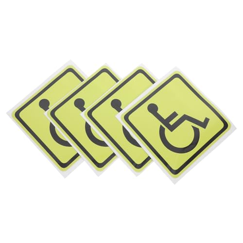LOLIPPYY 4 Stück Rollstuhlfahrer Aufkleber Gelb Quadratisch Langlebig Wetterfest Sichtbare Handicap Zeichen für Fenster Tür Indoor Outdoor Sicherheitswarnung von LOLIPPYY