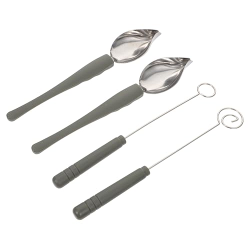 LOLIPPYY 4 Stück Teiliges Edelstahl Dessert mit Sauce Malstiften und Großem Löffel sowie Schokoladen Tools zum Dekorieren von Kuchen Schokolade und Desserts von LOLIPPYY