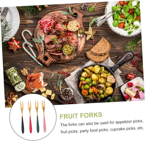 LOLIPPYY 4 Stück Teiliges Edelstahl Obstgabeln in Rotgold Roségold Metall Ergonomisch Rostfrei Vielseitig für Vorspeisen Desserts Party fingerfood und Obstspieße von LOLIPPYY