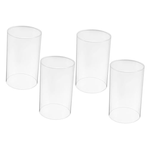 LOLIPPYY 4 Stück Teiliges Glas Lampenschirm Transparent Zylindrischer Kerzenschirm Windschutz Glasabdeckung für Kerzen Aromatherapie und Tischdeko von LOLIPPYY
