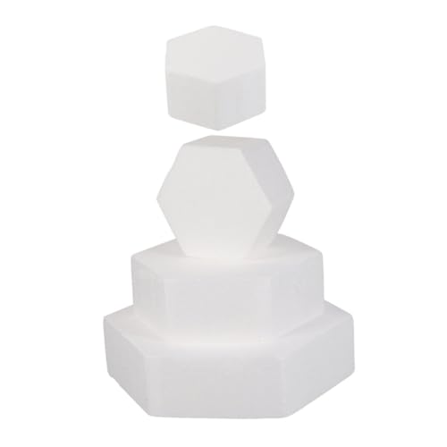 LOLIPPYY 4 Stück Teiliges Hexagonales Styropor Torten Dummy Wiederverwendbare Schaumstoff Kuchenmodelle Üben von Tortendekoration und Basteln für Partys und Feiern von LOLIPPYY