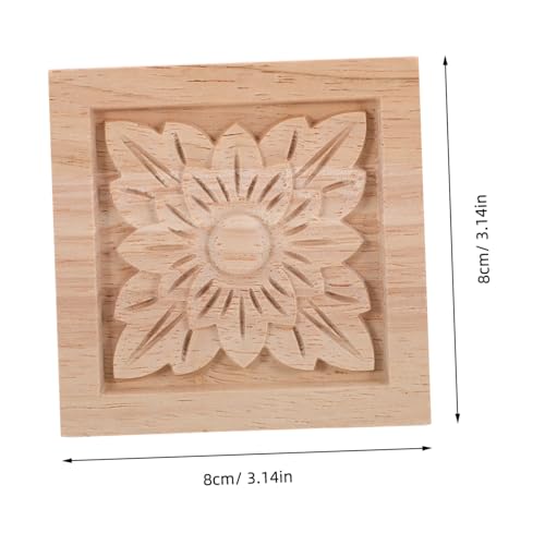 LOLIPPYY 4 Stück Teiliges Holz Applikationen Unlackiert Geschnitzte Quadratische Deko Ornamente für Möbel Tür Schrank Kommode DIY Hausbett Verschönerung von LOLIPPYY