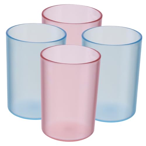 LOLIPPYY 4 Stück Teiliges Transparenter Runder Mundspülbecher und Zahnputzbecher für Großer Fassungsvermögen Bpa frei Glatte Kanten Vielseitig als Badezimmer Wasserglas Geeignet in Blau von LOLIPPYY