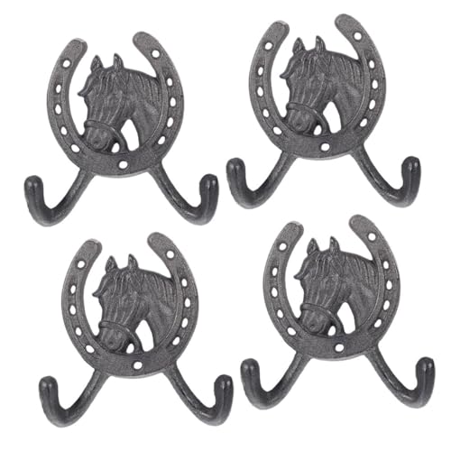 LOLIPPYY 4 Stück Teiliges Wandhaken Metall Vintage stil Doppelte Haken Rustikale Garderobenhaken für Bad Küche Wohnzimmer Stabile Metallhalter für Handtücher Schlüssel Kleidung von LOLIPPYY