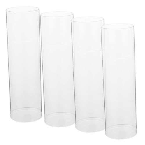 LOLIPPYY 4 Stück Transparente Teilig Glas Kerzenschirme Zylinderförmige Windschutz Glasabdeckung Dekorative Kerzenhülle Robust und Vielseitig für DIY und Wohnraumgestaltung von LOLIPPYY