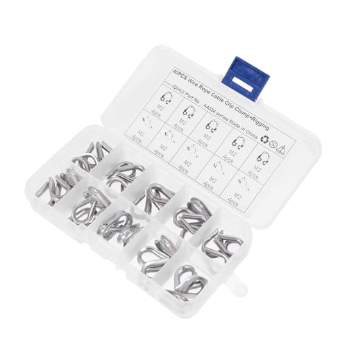 LOLIPPYY 40 Stück Teiliges Edelstahl Drahtseil Kauschen und Klemmen Set Rostbeständige Drahtseilbefestigung für Stahlkabel Schlaufen Kabelclip Sortiment für Feste und Sichere von LOLIPPYY