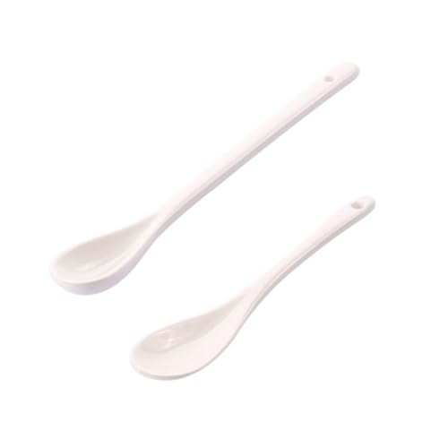 LOLIPPYY 5 Stück Porzellan Suppenlöffel Teiliges Set Kleine Wiederverwendbare Löffel mit Langem Griff Spülmaschinenfest Sicher für Suppe Reis Miso für Zuhause Restaurants und Catering von LOLIPPYY
