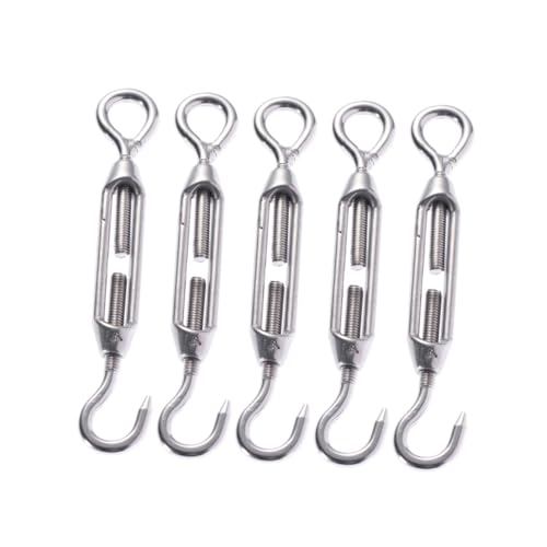 LOLIPPYY 5 Stück Teiliges Edelstahl Drahtseil Spannschloss mit Ösen Präzise Technik Silber Verstellweg Geeignet zum Spannen und Regulieren Elastischer Stahlseile von LOLIPPYY