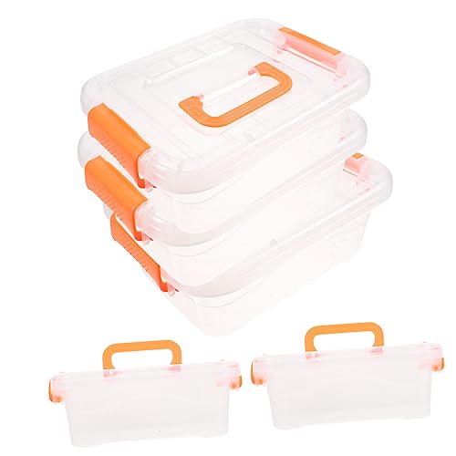 LOLIPPYY 5 Stück Teiliges Transparente Aufbewahrungsboxen Plastikkoffer mit Tragegriff für Bürobedarf und Mehr Ordnungssystem für Zuhause und Büro von LOLIPPYY