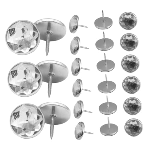 LOLIPPYY 50 Stück Sofa Tacks Kristallglas Polsternägel Rund Weiß Möbel Dekoration für Sofa Kopfteil Wand DIY Handwerk Wohnzimmer von LOLIPPYY