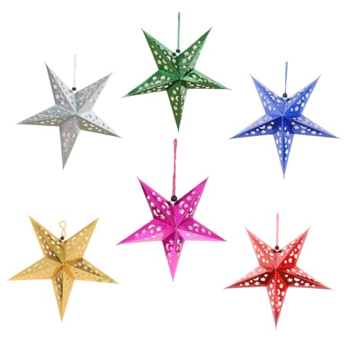 LOLIPPYY 6 Stück Teiliges Faltbare Papier stern lampenschirme Bunte Weihnachtsdeko Hängende Pendelleuchten Praktische Sichere Papierlampenschirme für Festliche Raumdekoration LOLIPPYY 6 Stück Teiliges Faltbare Papier stern lampenschirme Bunte Weihnachtsdeko Hängende Pendelleuchten Praktische Sichere Papierlampenschirme für Festliche Raumdekoration von LOLIPPYY