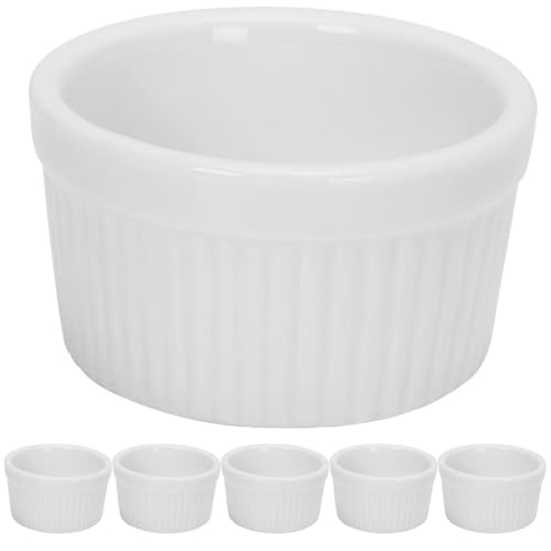 LOLIPPYY 6 Stück Teiliges Kleine Weiße Keramik Dipschalen Wiederverwendbare Gewürz Soßenschälchen für Sushi Salatdressing Ketchup Vielseitig Einsetzbar im Haushalt und Gastronomie von LOLIPPYY