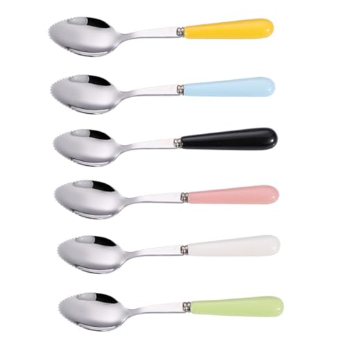 LOLIPPYY 6 Stück Teiliges Multifunktionale Löffel aus Rostfreiem Edelstahl Kratzfest mit Rutschfestem Griff zum Schaben und Portionieren von Obst und Gemüse Buntes Design LOLIPPYY 6 Stück Teiliges Multifunktionale Löffel aus Rostfreiem Edelstahl Kratzfest mit Rutschfestem Griff zum Schaben und Portionieren von Obst und Gemüse Buntes Design von LOLIPPYY