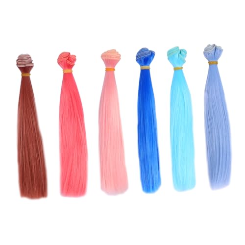 LOLIPPYY 6Stücke Hitzebeständige Puppenhaarverlängerungen für DIY Puppenperücken Lange Weft Haarsträhnen Realistische Details für Puppenherstellung und Handwerk von LOLIPPYY