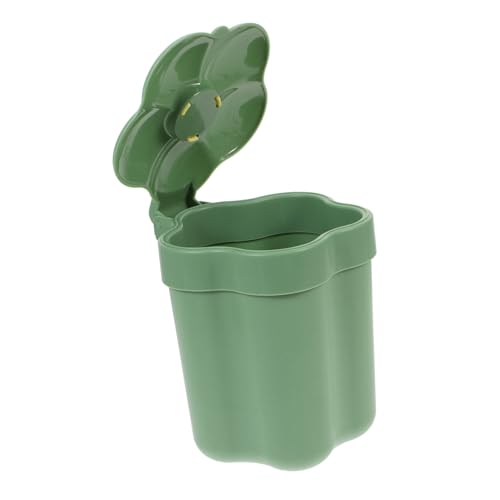 LOLIPPYY Blumenförmiger Desktop mülleimer mit Deckel Kreativer Kleiner Abfalleimer für Büro und Zuhause Stilvoller Aufbewahrungsbehälter für Schreibtisch Vielseitiger Papierkorb in Grün von LOLIPPYY