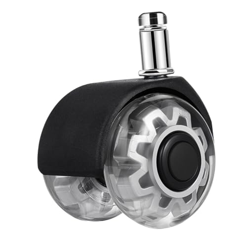 LOLIPPYY Bürostuhl Ersatz Silber Transparent Drehbar Leise Stuhlrollen für Hartböden und Teppich Home Office Zubehör Robuste Möbelrollen Einfache Installation von LOLIPPYY