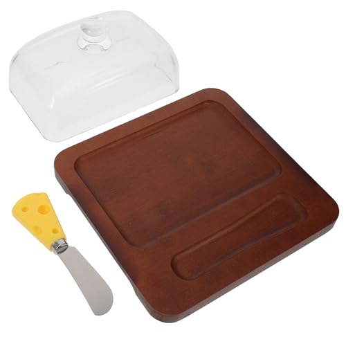 LOLIPPYY Butterdose mit Glasglocke und Metallmesser Quadratische Transparente Butterdose mit Deckel Wiederverwendbarer Butterbehälter für Kühlschrank und Frischhaltung Nordischer Stil von LOLIPPYY