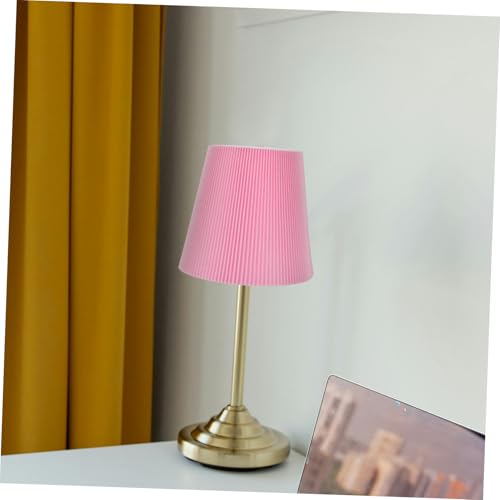 LOLIPPYY Dekorativer PVC Stoff Lampenschirm Plissee Lampenschirm Ersatz Innenraum Einfach zu Montieren Geeignet für Wohnzimmer Schlafzimmer Büro Rosa von LOLIPPYY