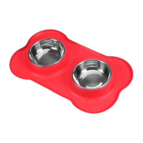 LOLIPPYY Doppel Hundenäpfe aus Edelstahl mit Rutschfester Silikonmatte Auslaufsicherer Futternapf und Wassernapf für Hunde Katzen Welpen Spülmaschinenfest Extra Große Basis Rot LOLIPPYY Doppel Hundenäpfe aus Edelstahl mit Rutschfester Silikonmatte Auslaufsicherer Futternapf und Wassernapf für Hunde Katzen Welpen Spülmaschinenfest Extra Große Basis Rot von LOLIPPYY