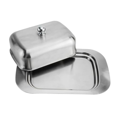 LOLIPPYY Edelstahl Butterdose mit Transparentem Deckel Verschleißfest Luftdicht für Frische Butter Praktische für Kühlschrank Schutz vor Insekten und Geruchsaufnahme Haushalts Butterhalter von LOLIPPYY