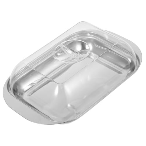 LOLIPPYY Edelstahl Butterdose mit Transparentem Deckel Wiederverwendbarer Butterbehälter für Küche und Kühlschrank Modernes Butterfach ohne Griff Einfache Reinigung Geeignet für Zuhause und von LOLIPPYY
