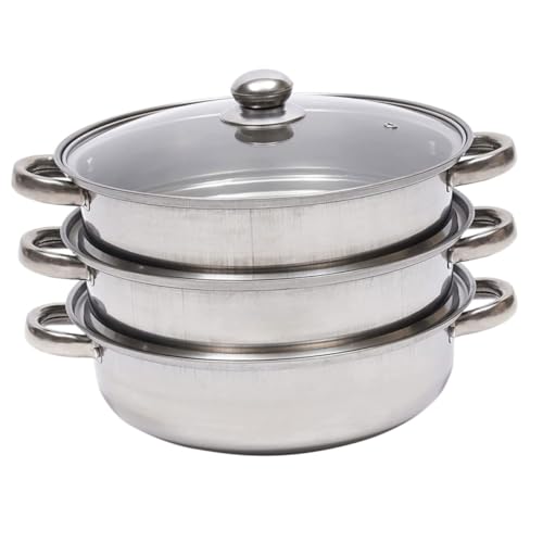 LOLIPPYY Edelstahl Dampfgarer Lagiger Kochtopf mit Hitzgriffen Küchen Dampfkorb für Gemüse Fisch und Dumplings Multifunktionaler Haushalts Dampfkochtopf für Gesunde Mahlzeiten von LOLIPPYY