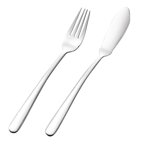 LOLIPPYY Edelstahl Fischbesteck Teilig Gabel und Messer Ergonomisch Gestaltet Komfortabel für Zuhause und Restaurant Hochwertiges Silberbesteck für Angenehmes Esserlebnis von LOLIPPYY
