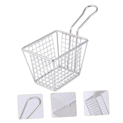 LOLIPPYY Edelstahl Frittierkorb Mini Quadratisch mit Langem Griff Hitzebeständig Feinmaschiges Filternetz für Pommes Chips und Snacks Geeignet für Topf und Grill Praktische Küchenhilfe für von LOLIPPYY