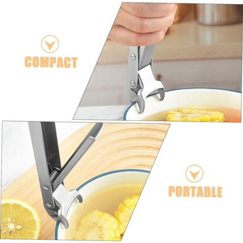 LOLIPPYY Edelstahl Hot Plate Gripper mit Hitzeschutzgriff Vielseitiger Schüssel Topfhalter Hitzebeständig und Rostfrei Kompakt und Tragbar für Küche Restaurant und Grill von LOLIPPYY