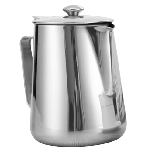 LOLIPPYY Edelstahl Milchkrug mit Deckel Rostfrei Milchaufschäumer Kaffeekännchen Vielseitiger Tee und Saftbehälter Stilvoll und Langlebig für Küche von LOLIPPYY