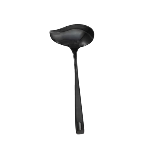 LOLIPPYY Edelstahl Suppenlöffel mit Langem Griff Ergonomisch Geformt Schwarze Sauce Schöpfkelle Leichter Kompakter Küchenlöffel für Präzises Ausgießen und Komfortable Handhabung von LOLIPPYY