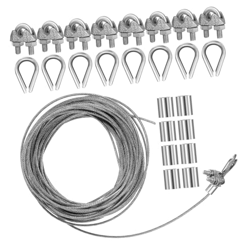 LOLIPPYY Edelstahl-drahtseil mit Drahtseil-ösen Robustes Kabelseil für Wäscheleine Bildaufhängung und Vielseitige Bastelarbeiten Verschleißfest und Wetterbeständig für Innen Außenbereich von LOLIPPYY